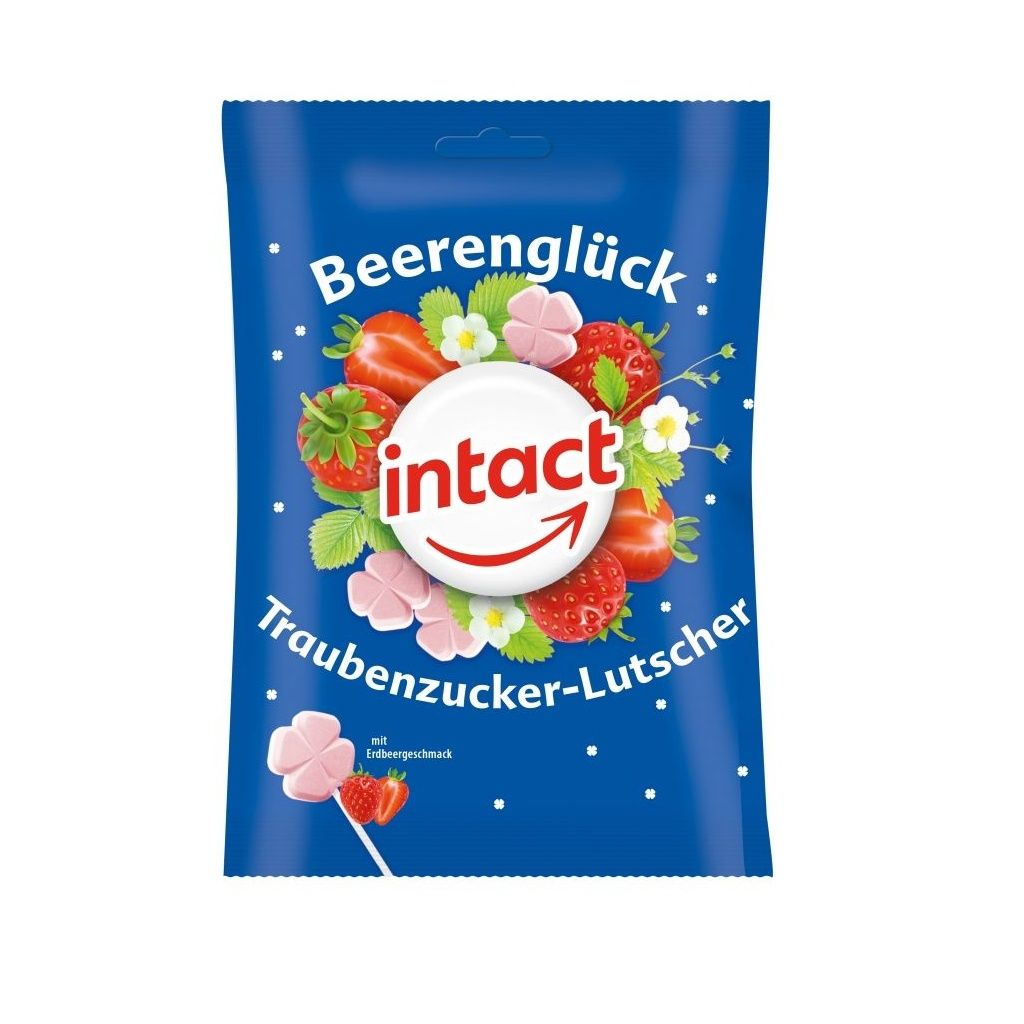 Intact Hroznový cukr lízátka jahodová 10 ks Intact
