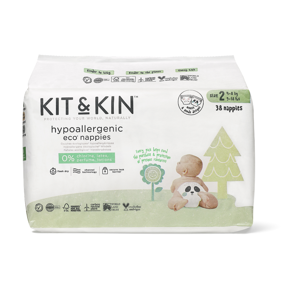 Kit & Kin Eko plenky vel. 2 4-8 kg 38 ks Kit & Kin