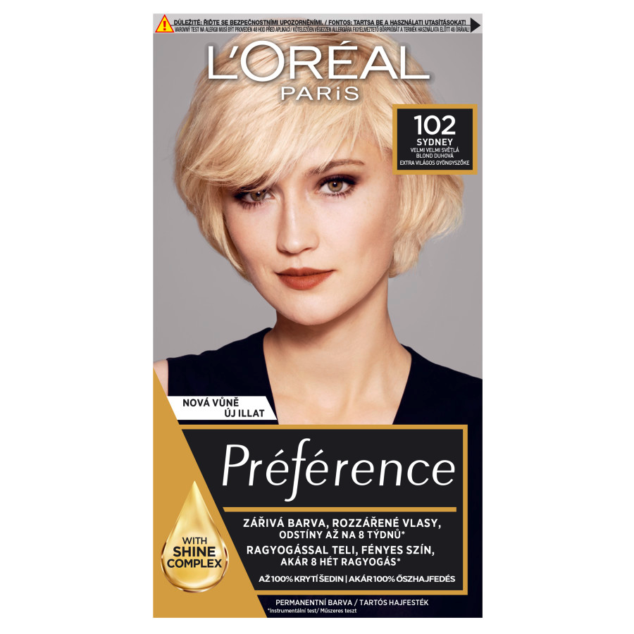Loréal Paris Preference Permanentní barva na vlasy 102 Sydney velmi světlá blond duhová Loréal Paris