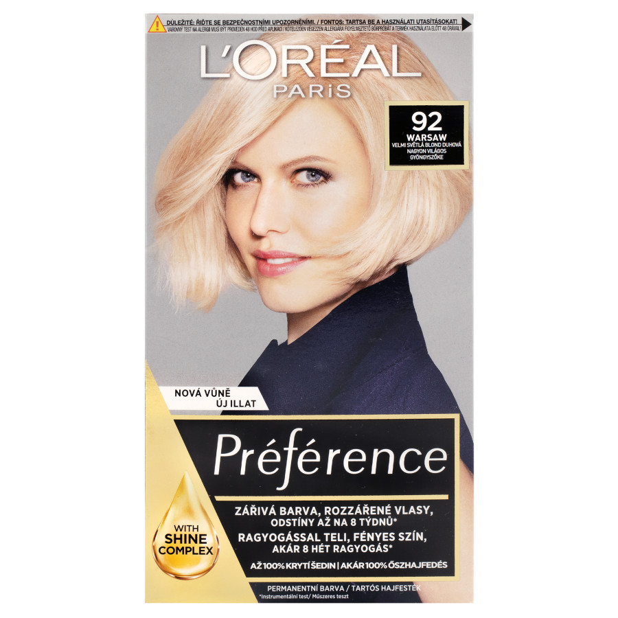 Loréal Paris Preference Permanentní barva na vlasy 92 Warsaw velmi světlá blond duhová Loréal Paris