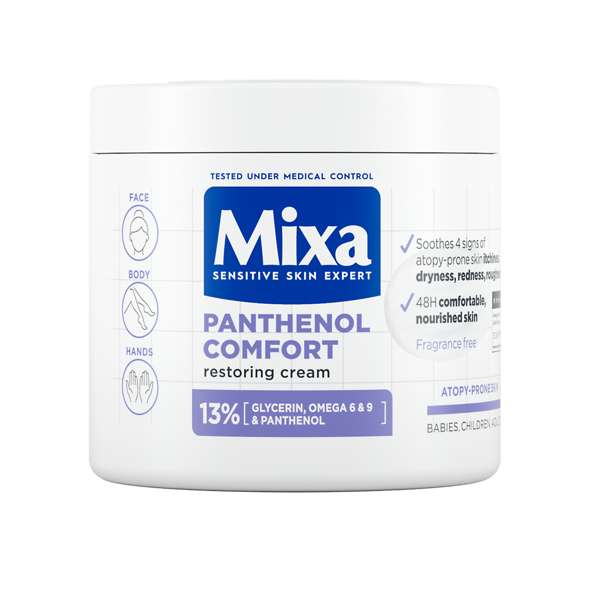 Mixa Panthenol Comfort obnovující tělová péče pro pokožku se sklonem k atopii 400 ml Mixa