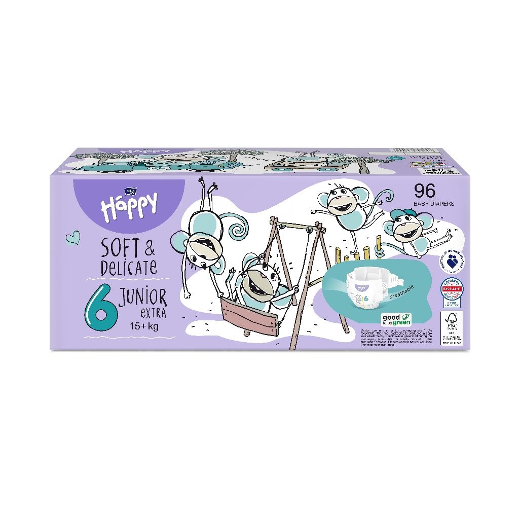 Bella Baby Happy Soft&Delicate 6 Junior Extra 15+ kg dětské pleny box 96 ks Bella