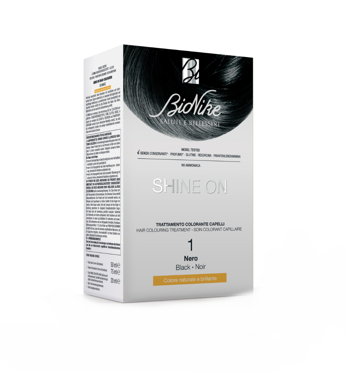 Bionike Shine on hair colouring treatment black barva na vlasy 75 ml černá Bionike