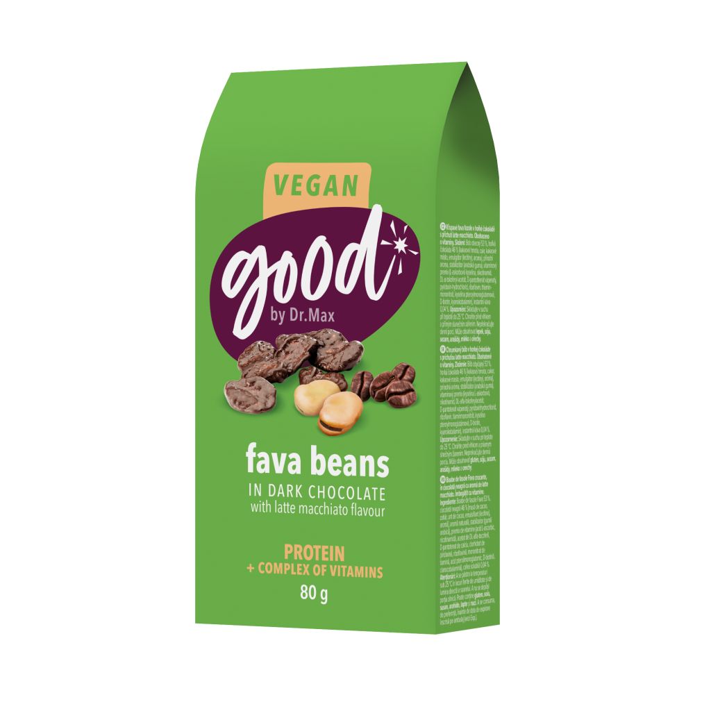 Dr. Max Protein Snack Fava Beans fazole v hořké čokoládě 80 g Dr. Max