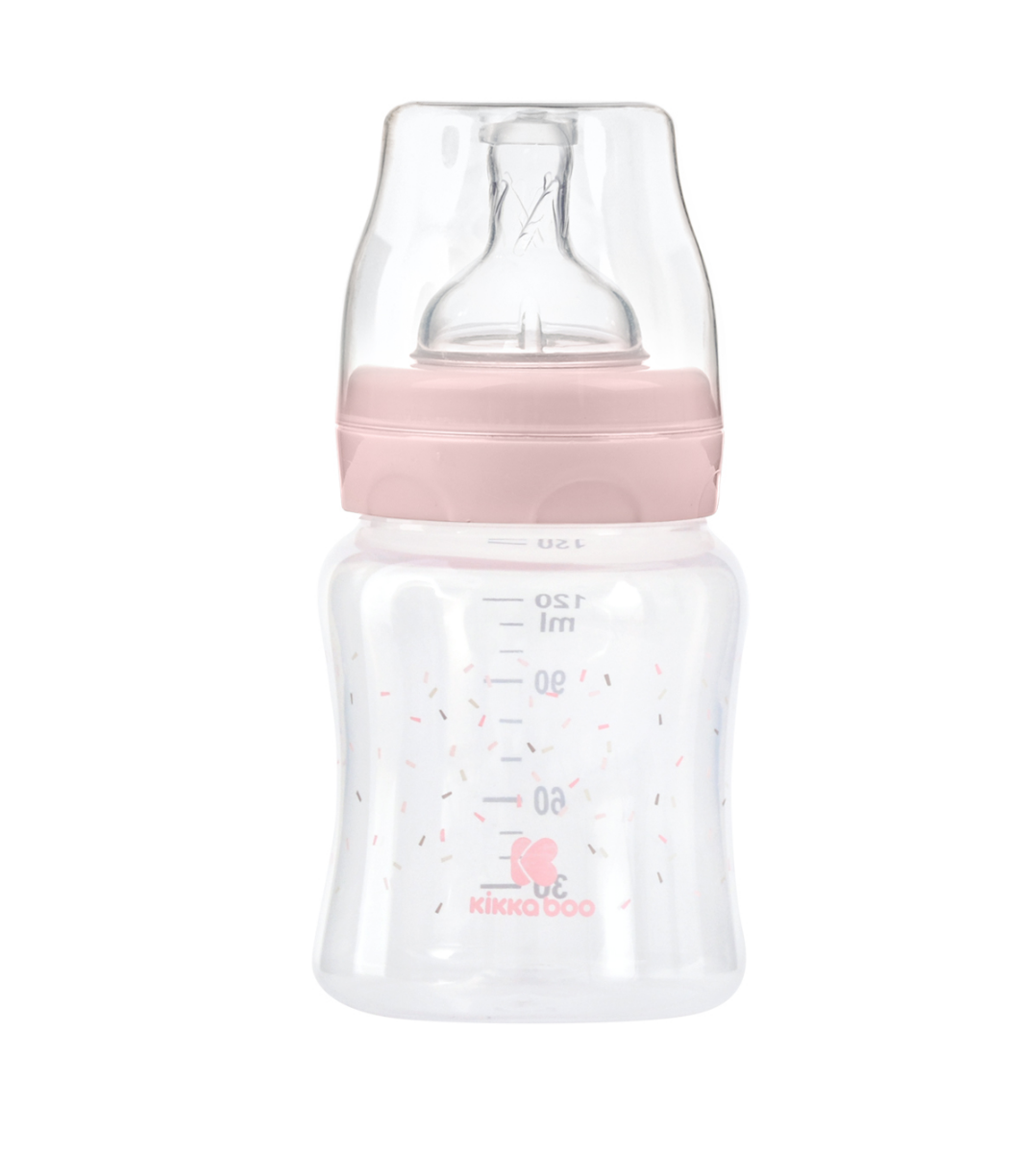 KikkaBoo Kojenecká láhev 0m+ Hippo Pink 120 ml KikkaBoo