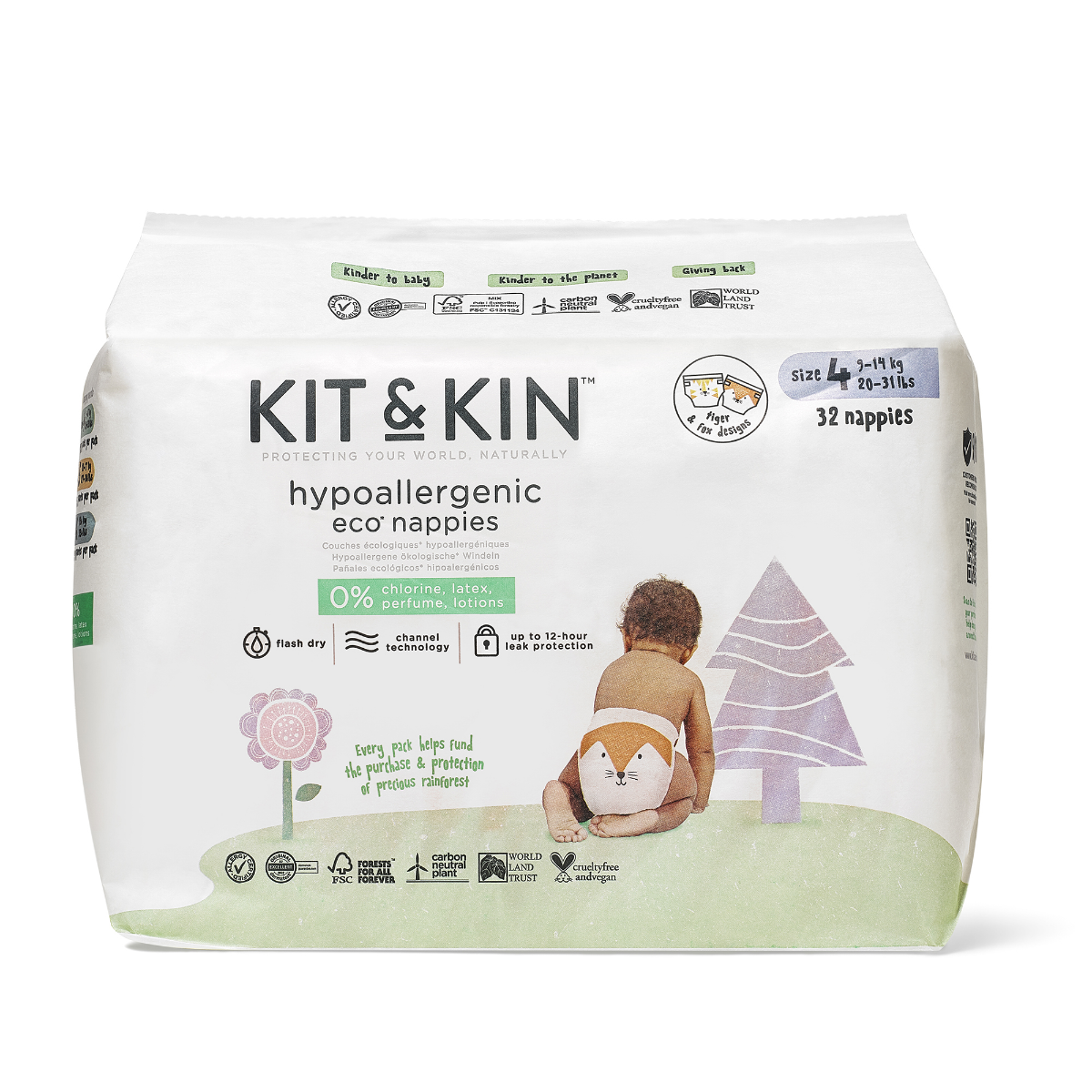 Kit & Kin Eko plenky vel. 4 9-14 kg 32 ks Kit & Kin