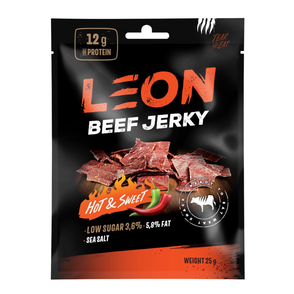 Leon Jerky Beef Hot & Sweet 25 g Leon