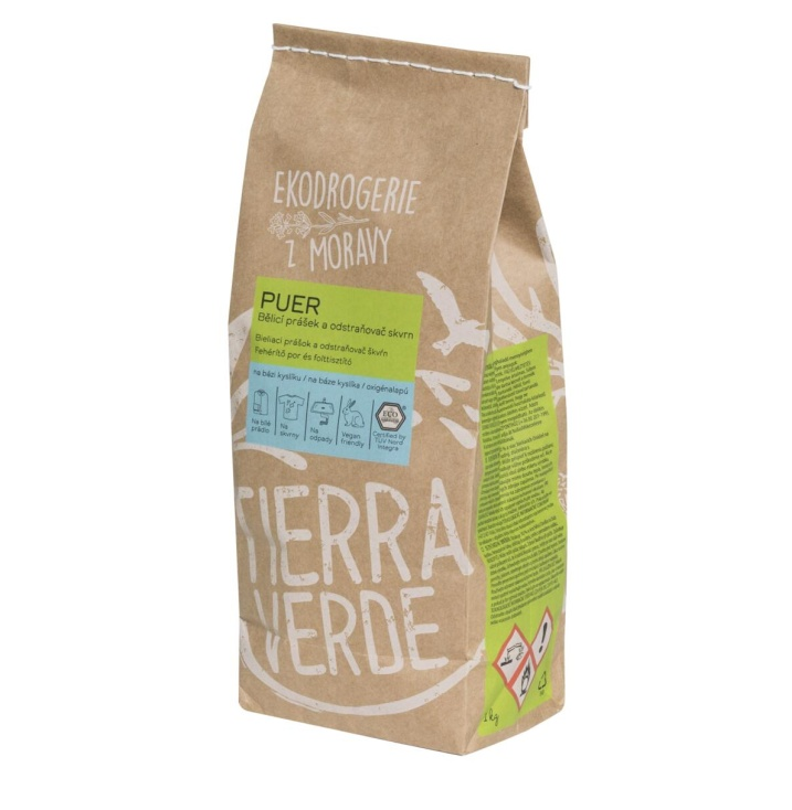Tierra Verde Puer bělicí prášek a odstraňovač skvrn 1 kg Tierra Verde