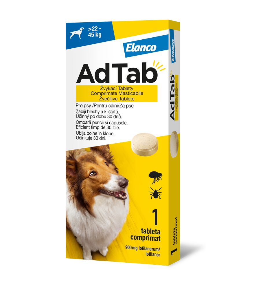 AdTab Žvýkací tablety pro psy >22-45 kg 900 mg 1 tableta AdTab