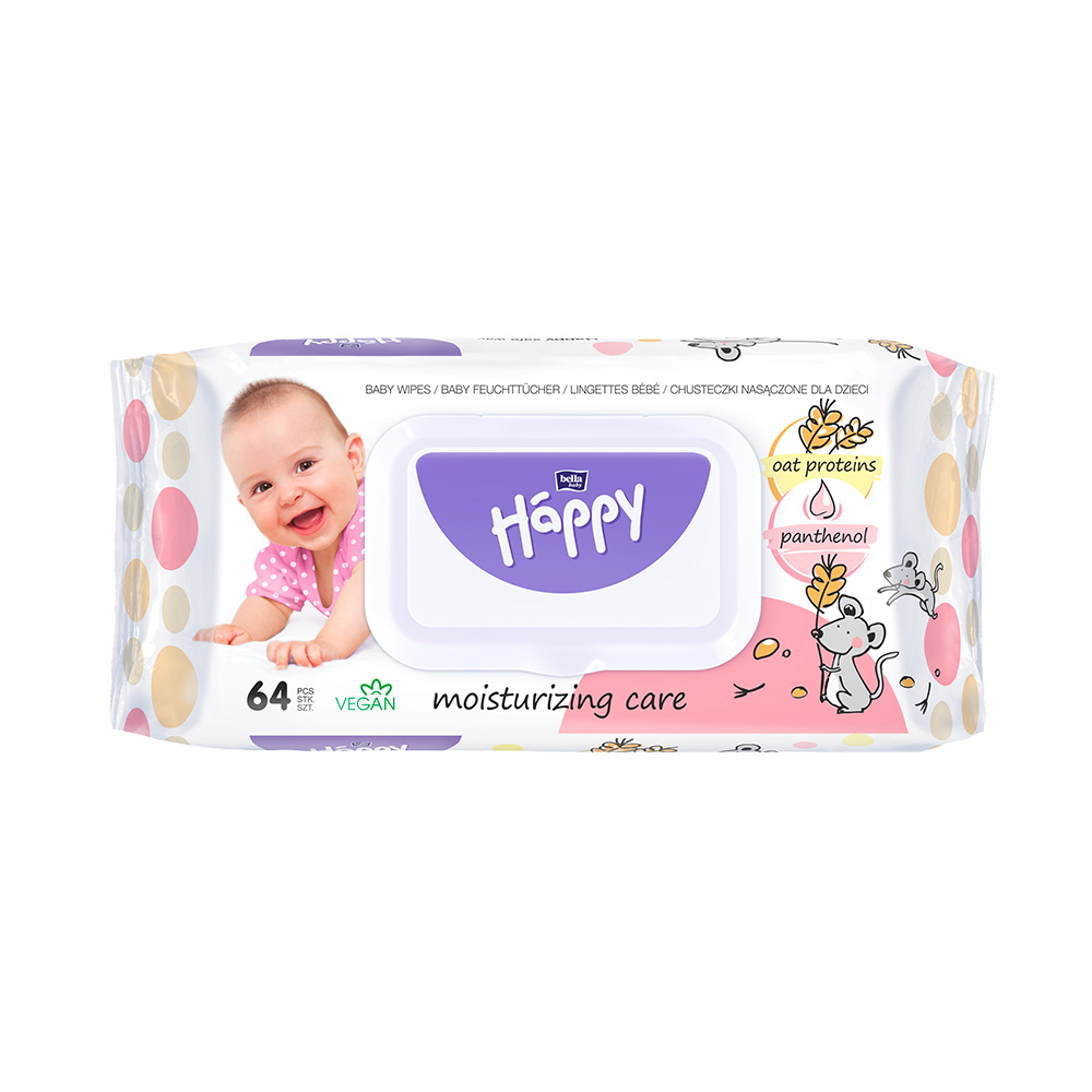 Bella Baby Happy Čisticí ubrousky oat protein a panthenol 64 ks Bella