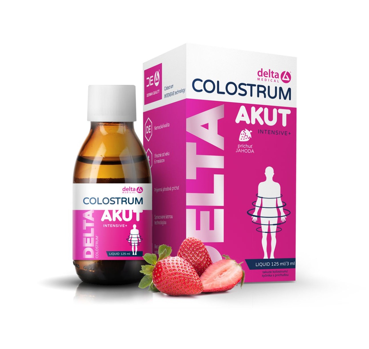 DELTA Colostrum Akut Intensive+ příchuť jahoda 125 ml DELTA