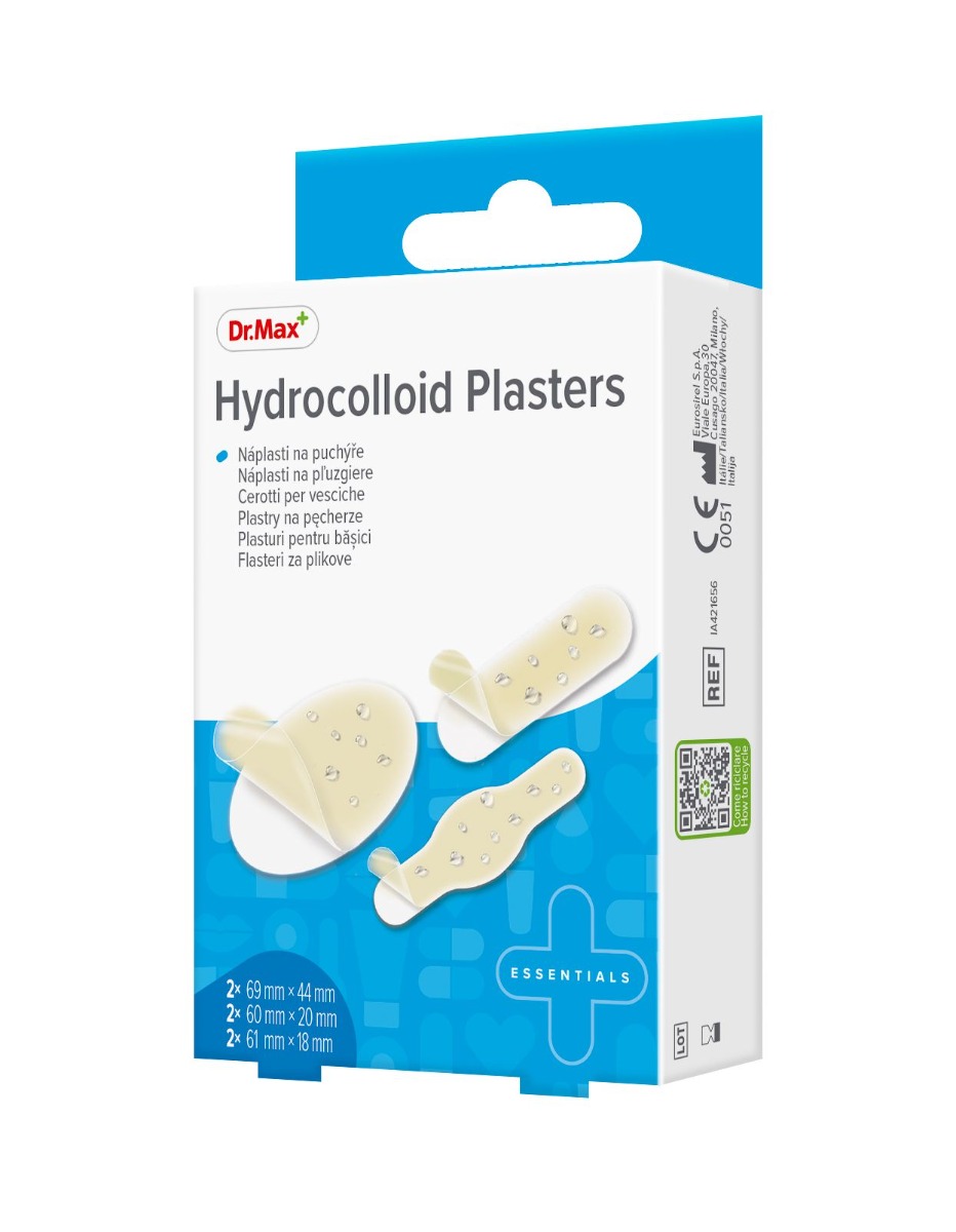 Dr. Max Hydrocolloid Plasters 3 velikosti náplasti na puchýře 6 ks Dr. Max