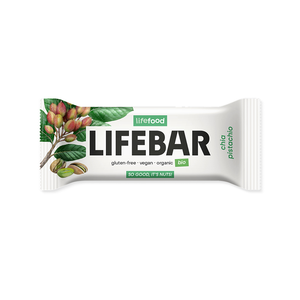 LifeFood Lifebar tyčinka pistáciová s chia RAW BIO 40 g LifeFood