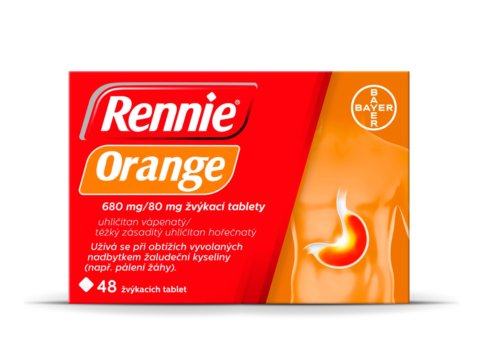 Rennie Orange 680 mg/80 mg 48 žvýkacích tablet Rennie