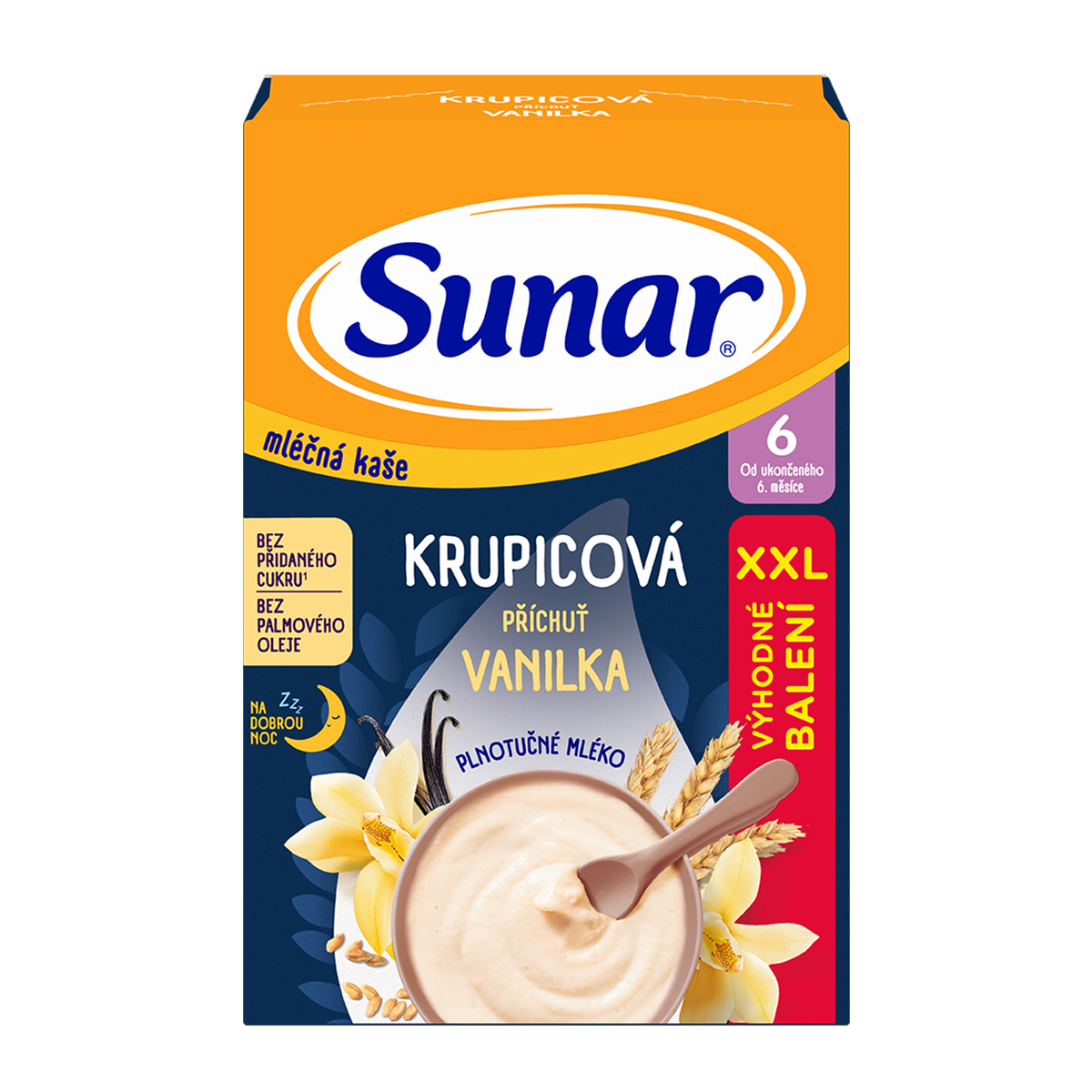 Sunar Mléčná krupicová kaše na dobrou noc krupicová 340 g Sunar