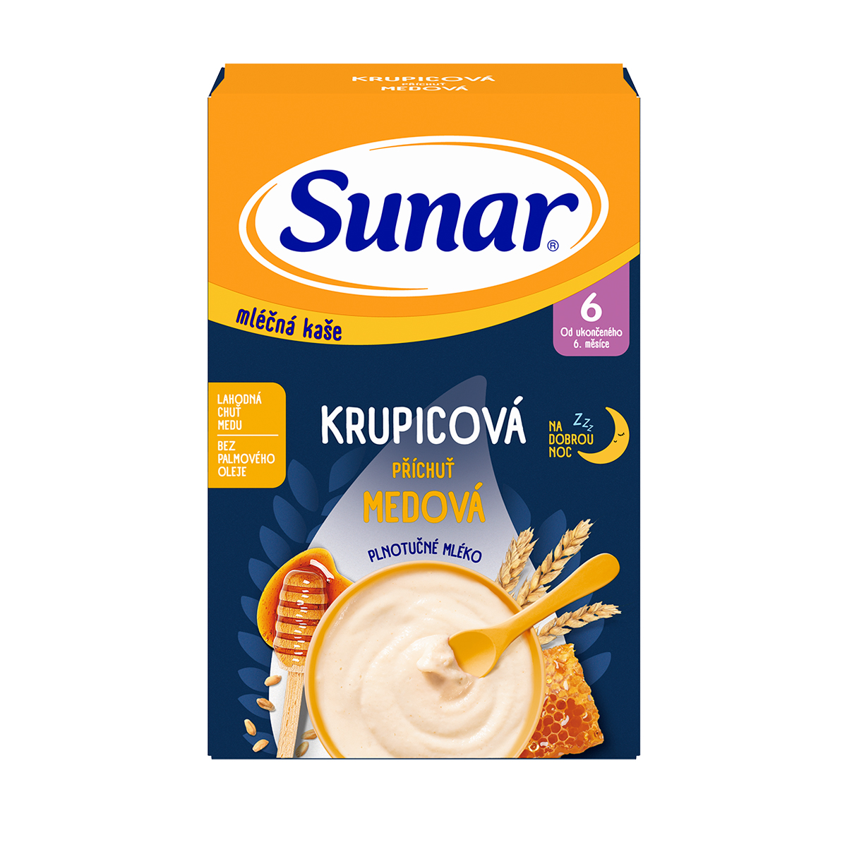 Sunar Mléčná krupicová kaše na dobrou noc medová 210 g Sunar