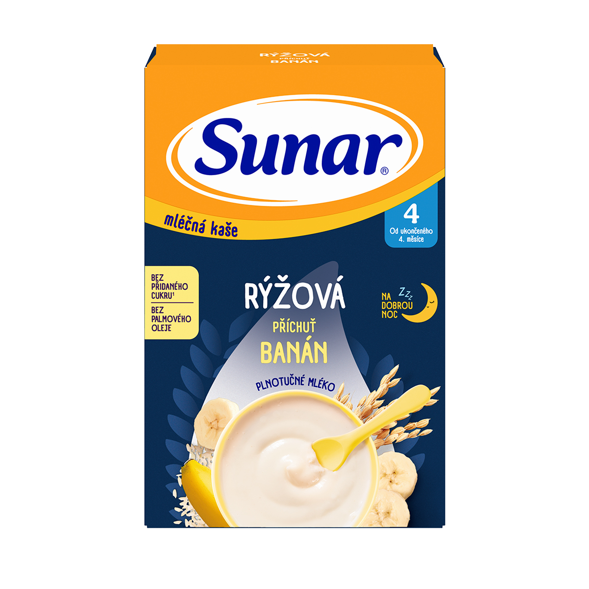 Sunar Mléčná rýžová kaše na dobrou noc banánová 210 g Sunar