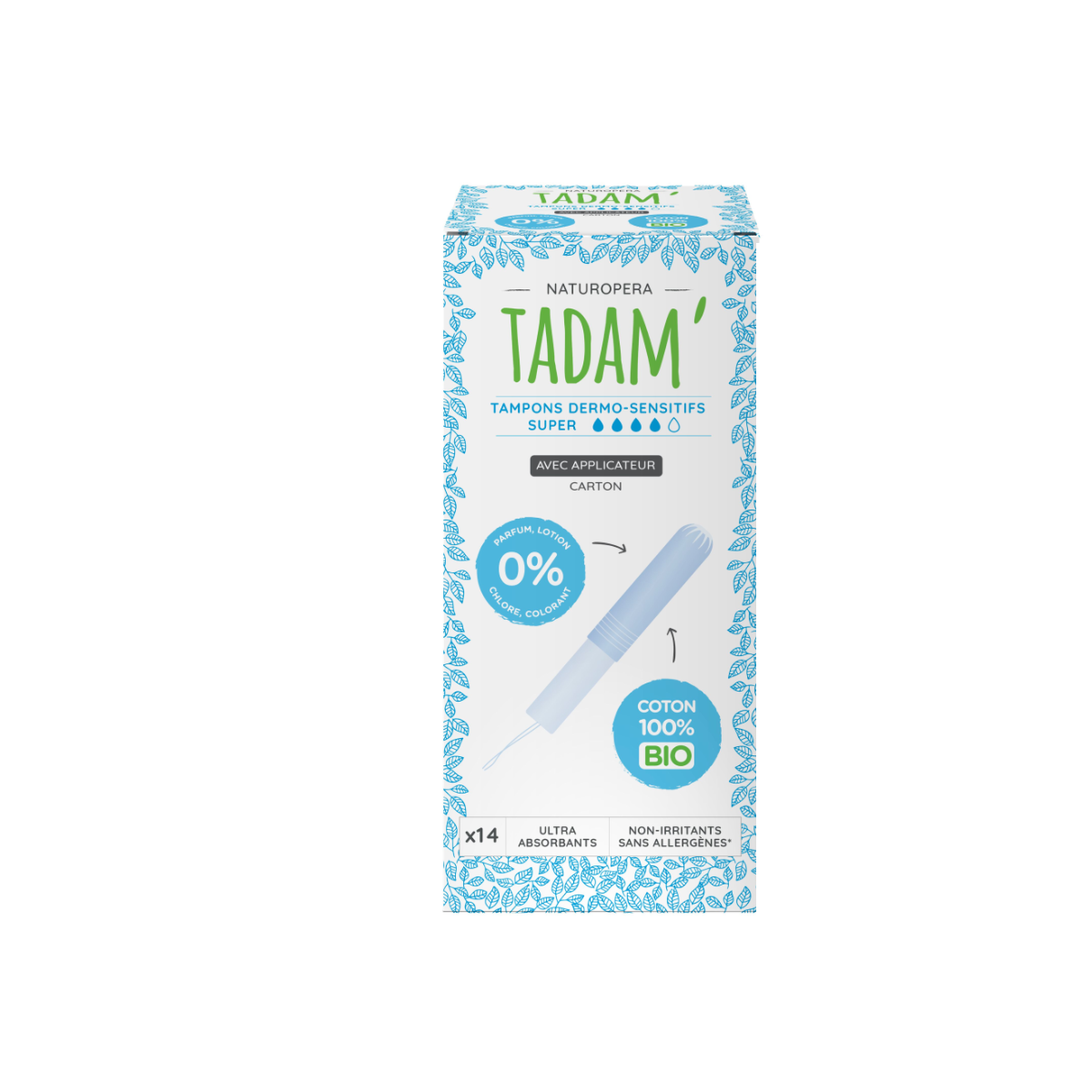 Tadam Dermo sensitivní tampony z BIO bavlny s aplikátorem super 16 ks Tadam