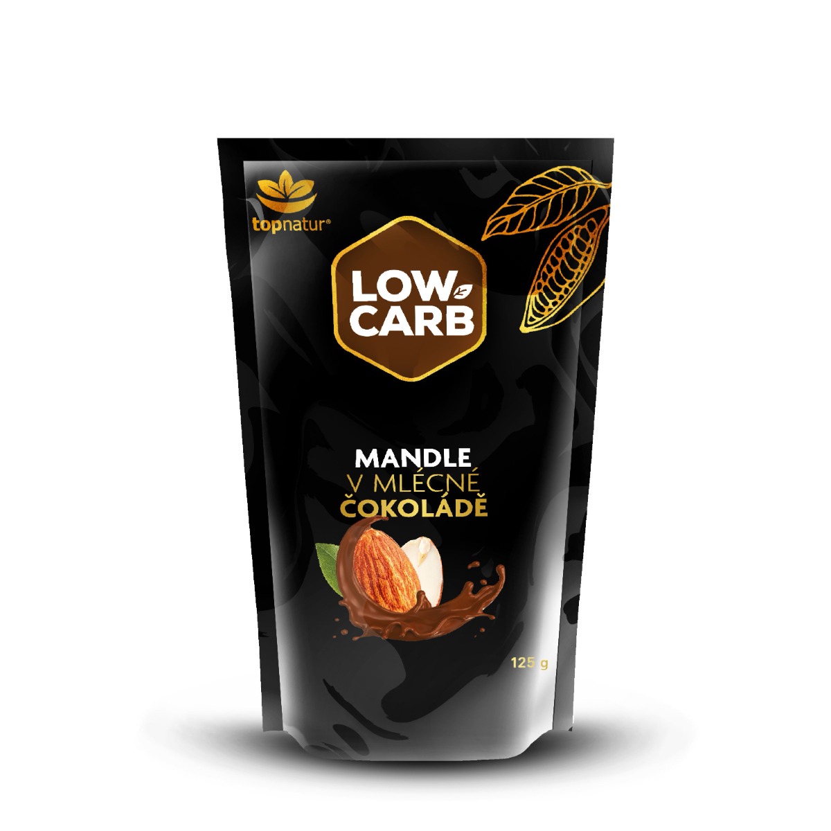 Topnatur Low Carb Mandle v mléčné čokoládě 125 g Topnatur