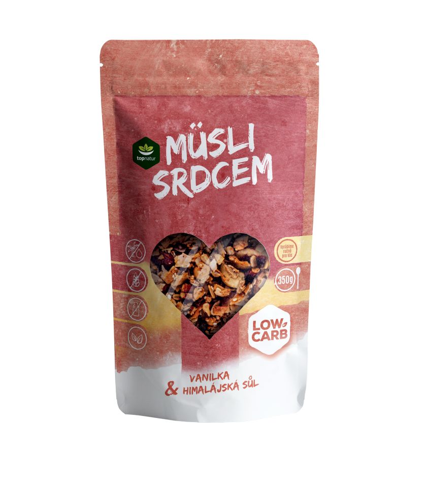 Topnatur Müsli srdcem Low Carb Vanilka & himalájská sůl 350 g Topnatur