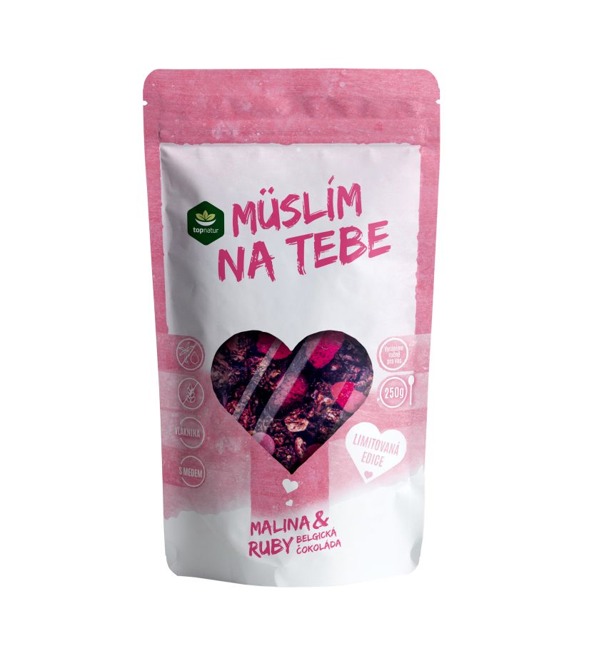 Topnatur Müslím na Tebe Malina & belgická čokoláda RUBY 250 g Topnatur