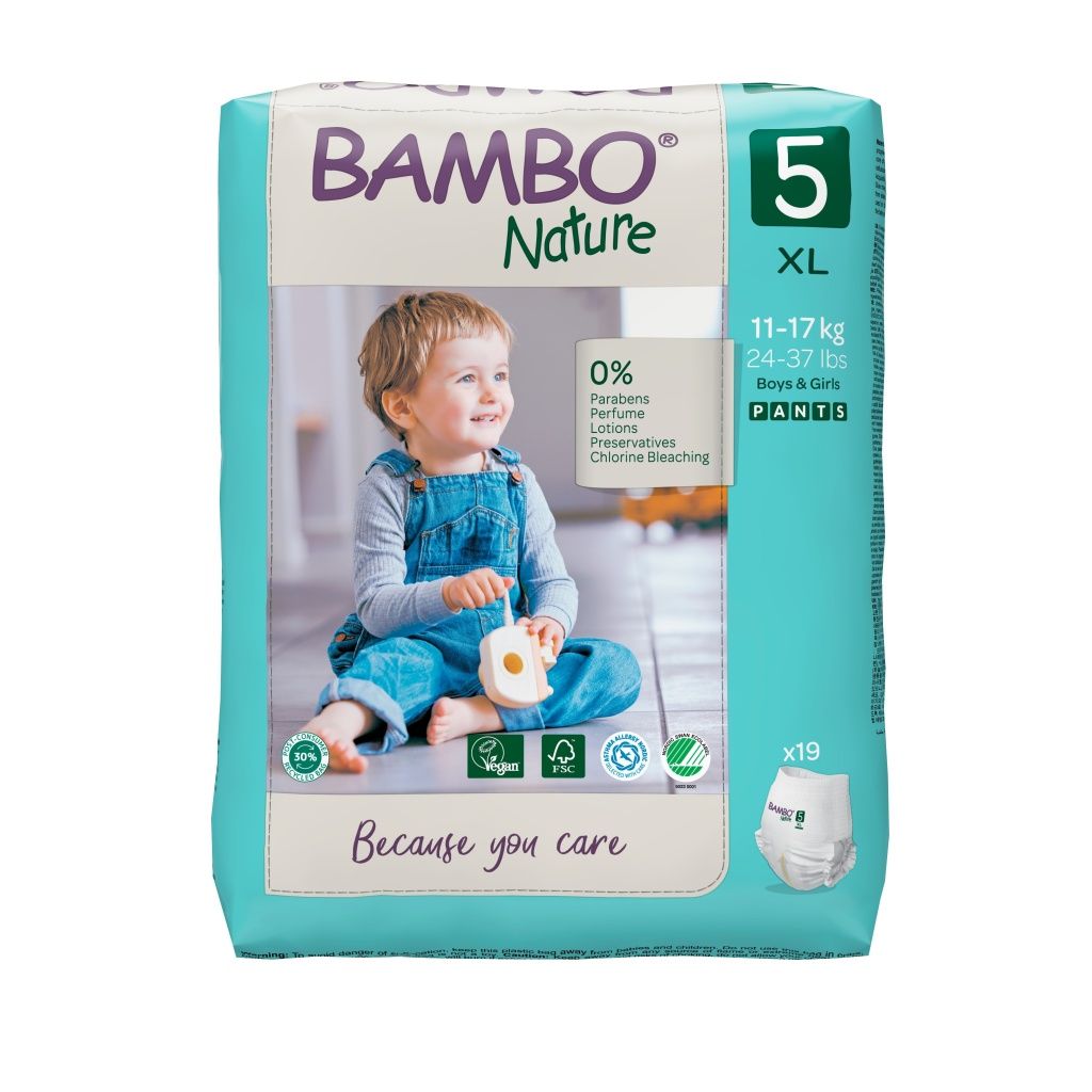 Bambo Nature Pants 5 XL 11-17 kg dětské natahovací plenkové kalhotky 19 ks Bambo