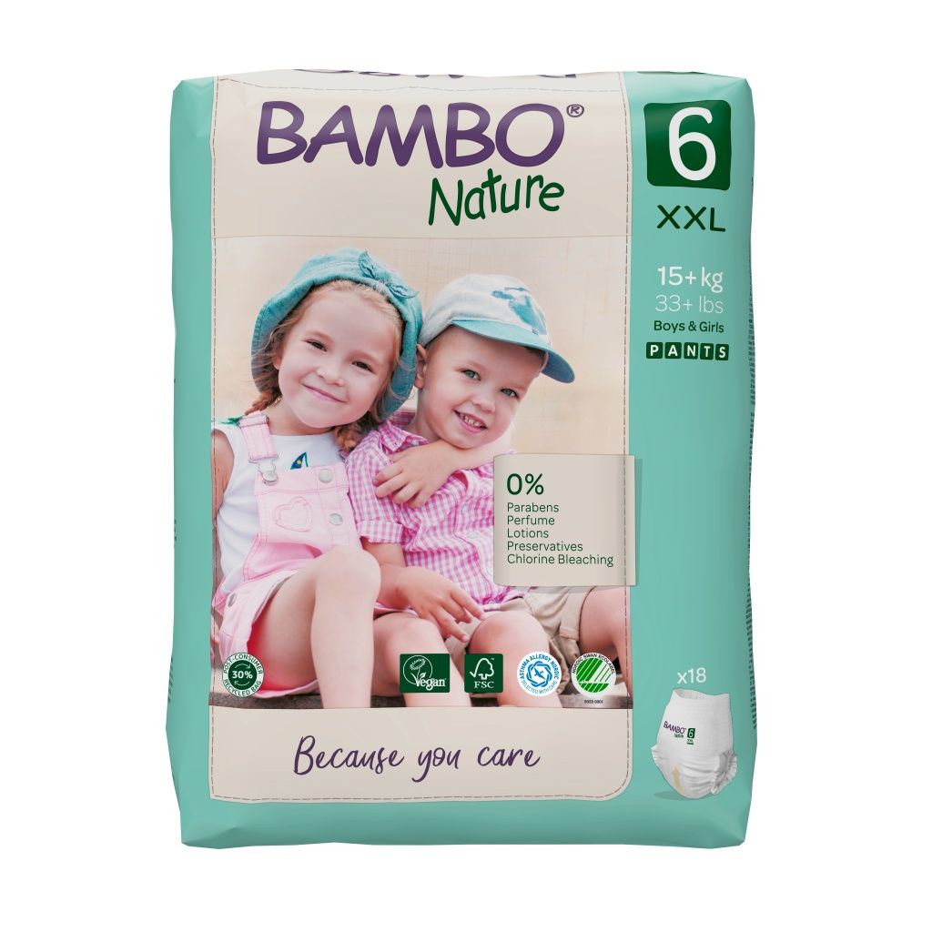Bambo Nature Pants 6 XXL 15+ kg dětské natahovací plenkové kalhotky 18 ks Bambo