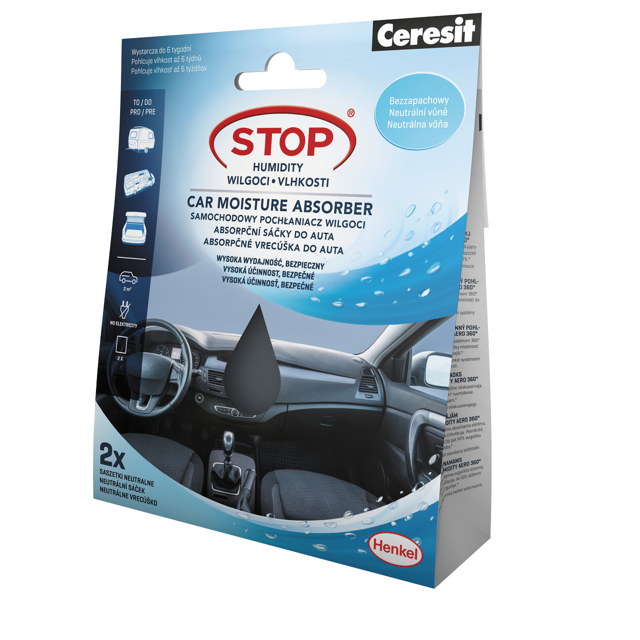 Ceresit STOP VLHKOSTI absorpční sáčky do auta 2x50 g neutral Ceresit