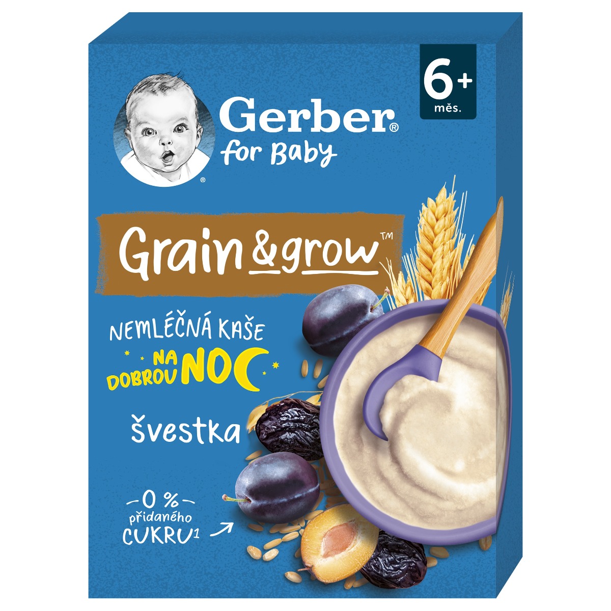 Gerber Nemléčná kaše pšenično-ovesná švestka 200 g Gerber