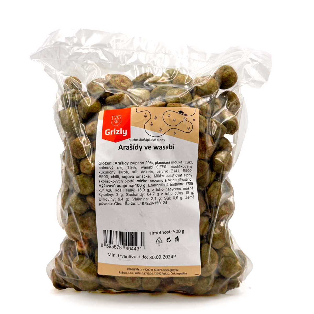 Grizly Arašídy ve wasabi 500 g Grizly