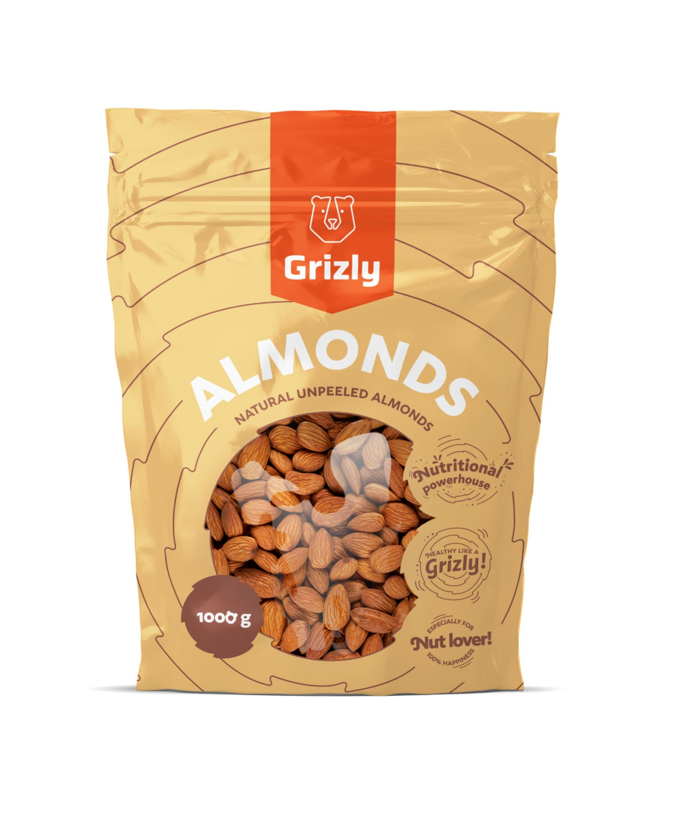 Grizly Mandle Natural neloupané 1000 g Grizly