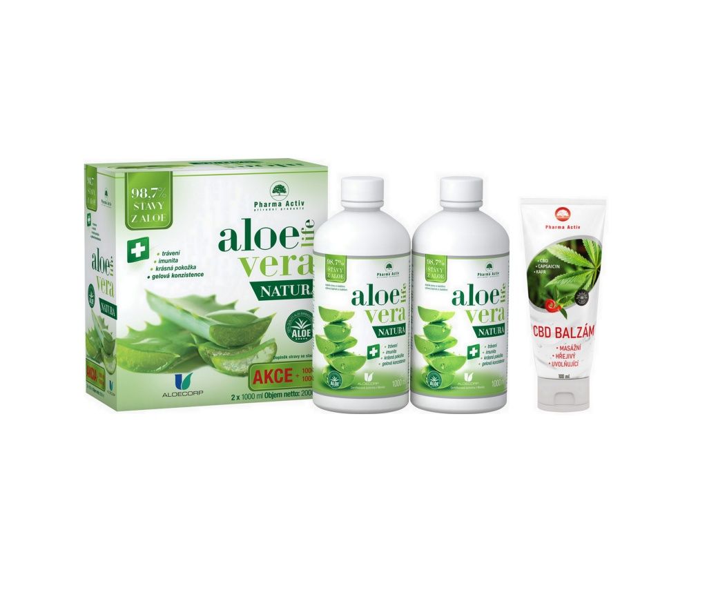 Pharma Activ AloeVeraLife NATURA 2x1000 ml + CBD balzám 100 ml Pharma Activ