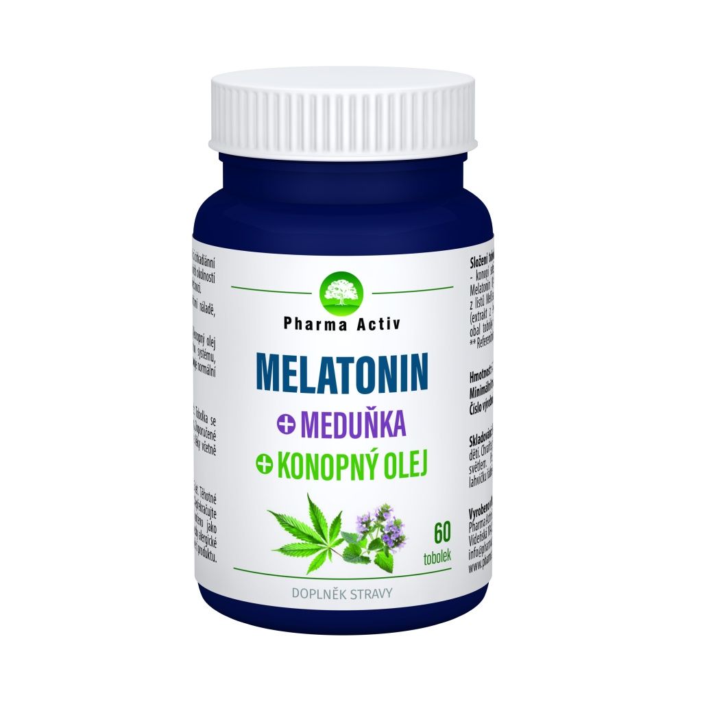Pharma Activ Melatonin Meduňka Konopný olej 60 tobolek Pharma Activ