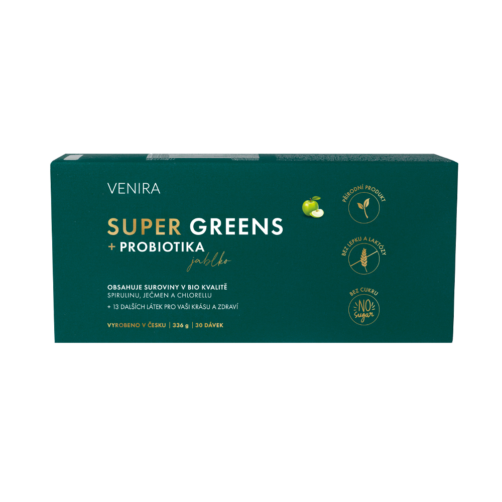 Venira Super Greens + probiotika příchuť jablko 30x11