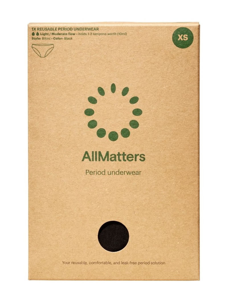 AllMatters Menstruační kalhotky - bikiny vel. XS 1 ks černé AllMatters