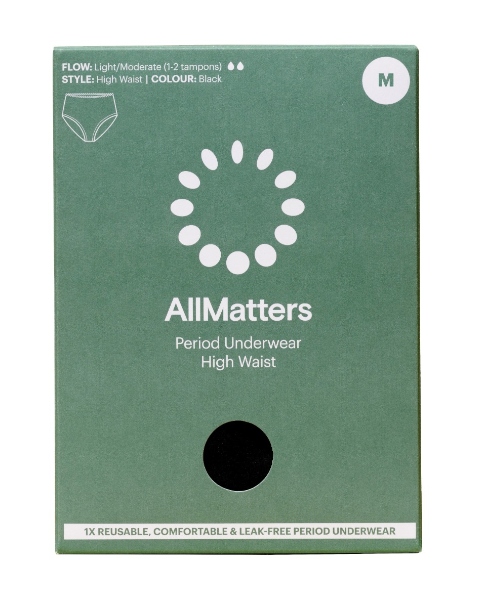 AllMatters Menstruační kalhotky s vysokým pasem vel. M 1 ks černé AllMatters