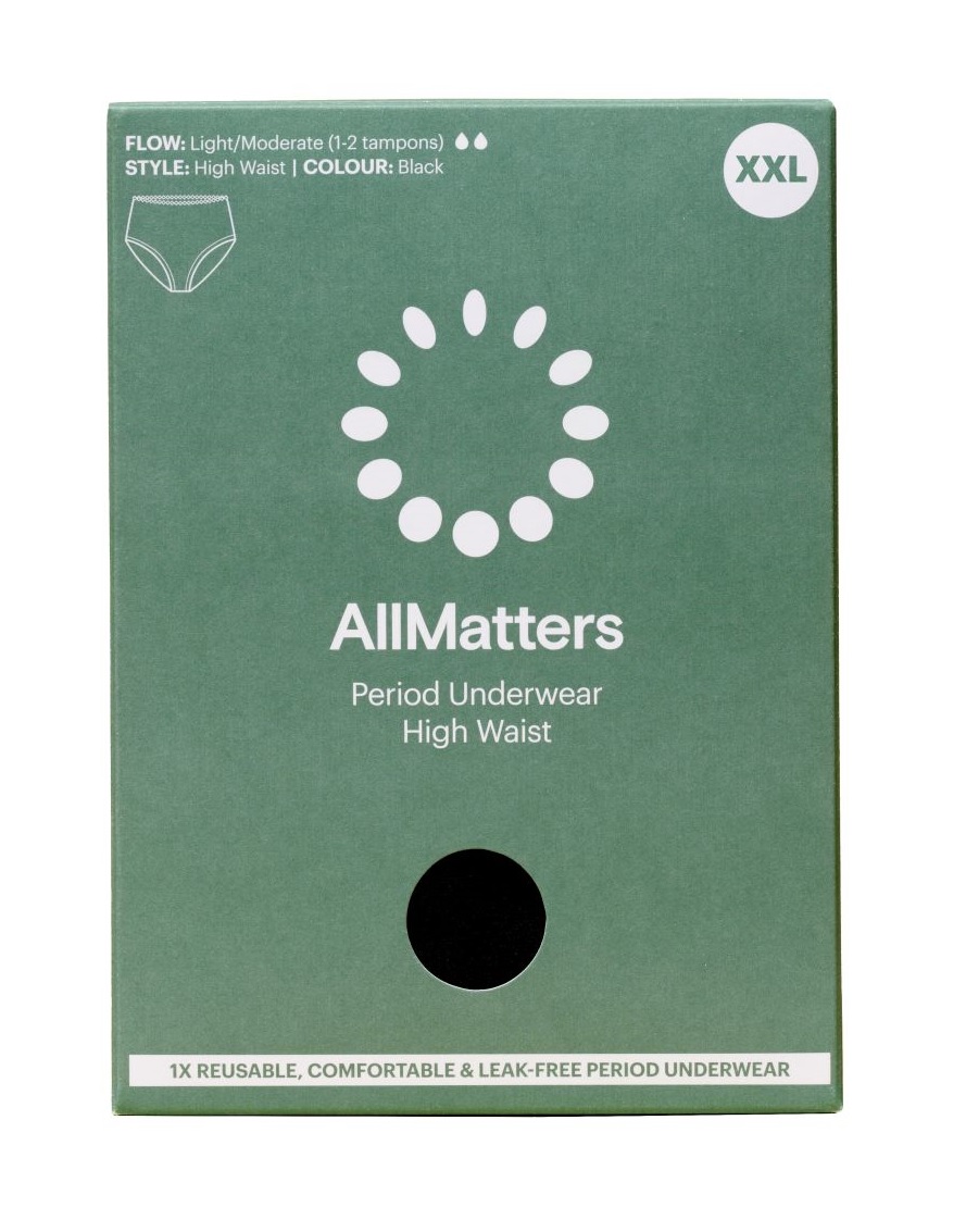 AllMatters Menstruační kalhotky s vysokým pasem vel. XXL 1 ks černé AllMatters