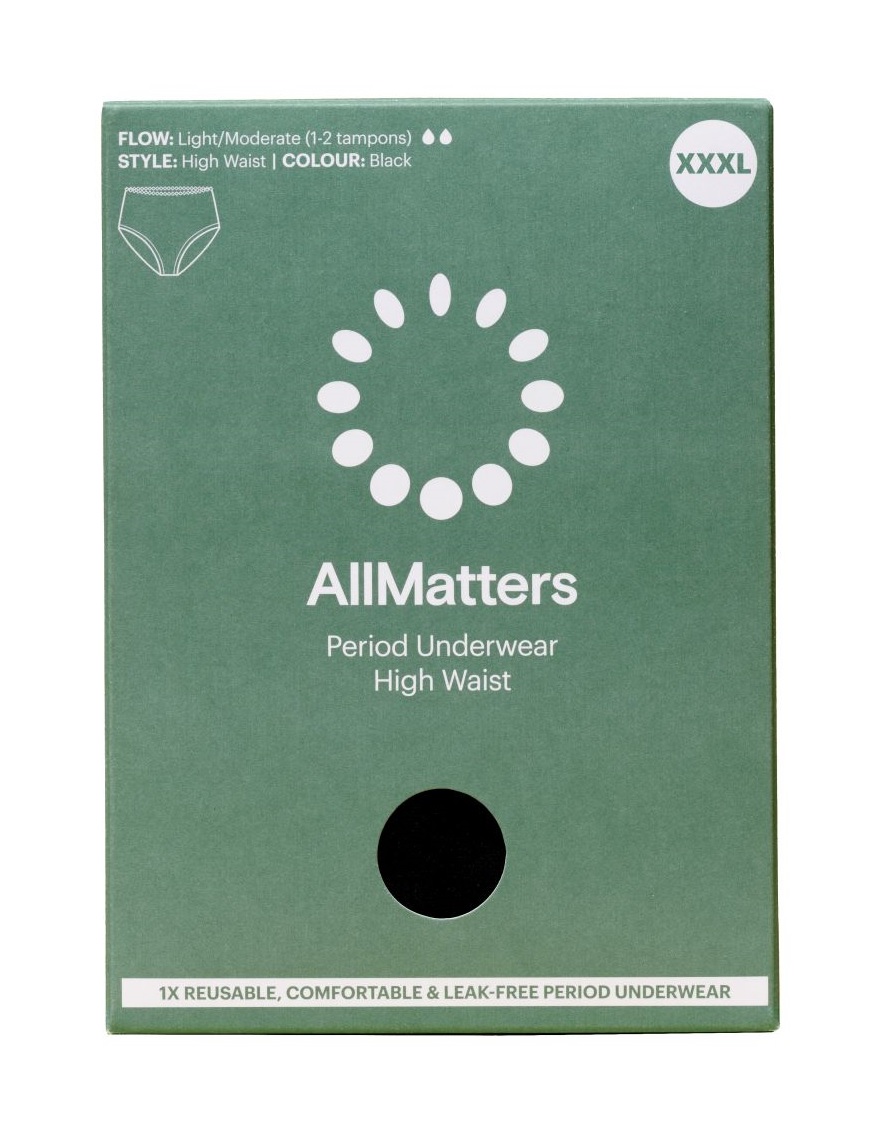 AllMatters Menstruační kalhotky s vysokým pasem vel. XXXL 1 ks černé AllMatters