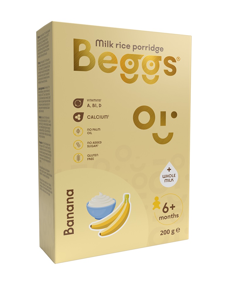 Beggs Mléčná rýžová kaše banánová 200 g Beggs