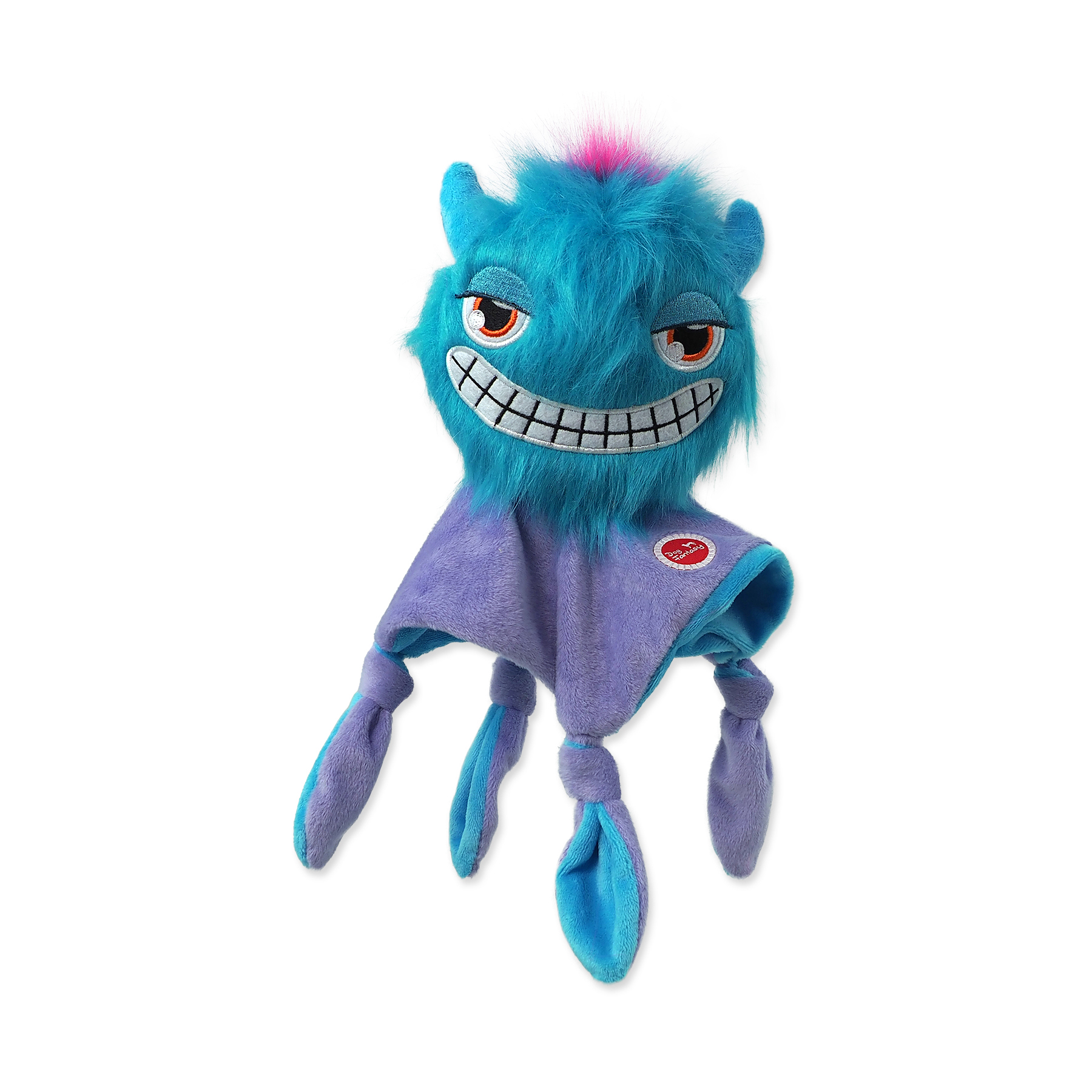 Dog Fantasy Hračka Monsters strašidlo pískací chlupaté modré s dečkou 28 cm Dog Fantasy
