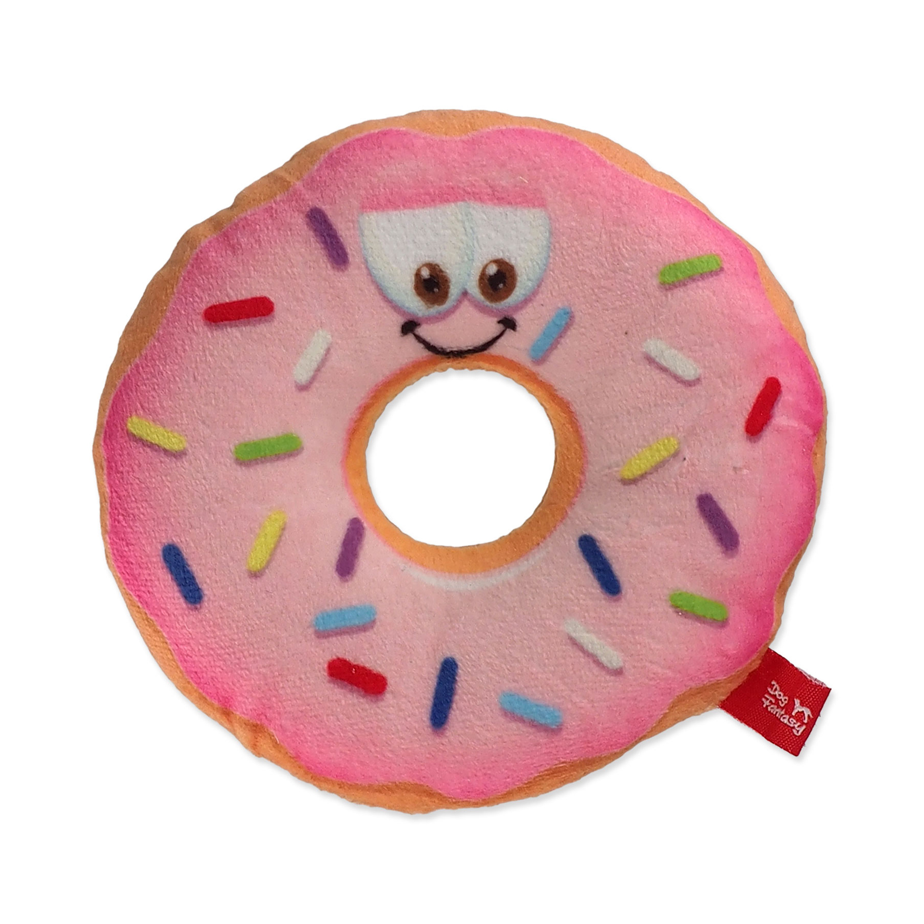 Dog Fantasy Hračka donut s obličejem růžový 12 cm Dog Fantasy