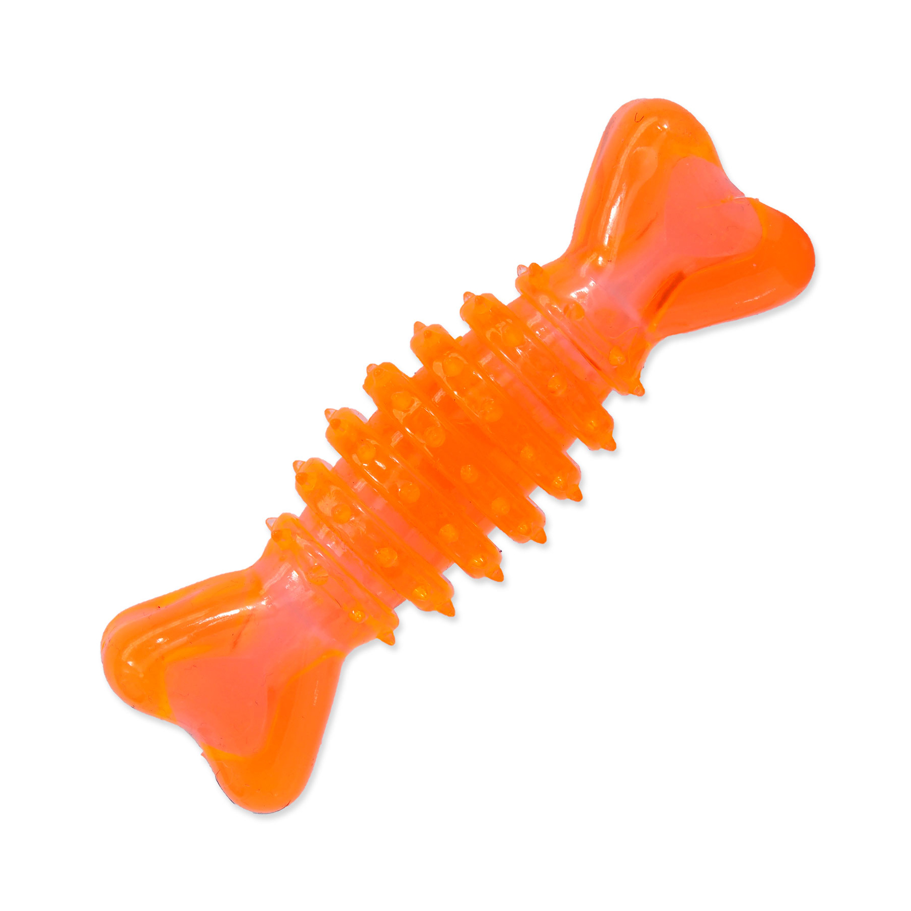 Dog Fantasy Hračka kost válec gumová oranžová 12 cm Dog Fantasy