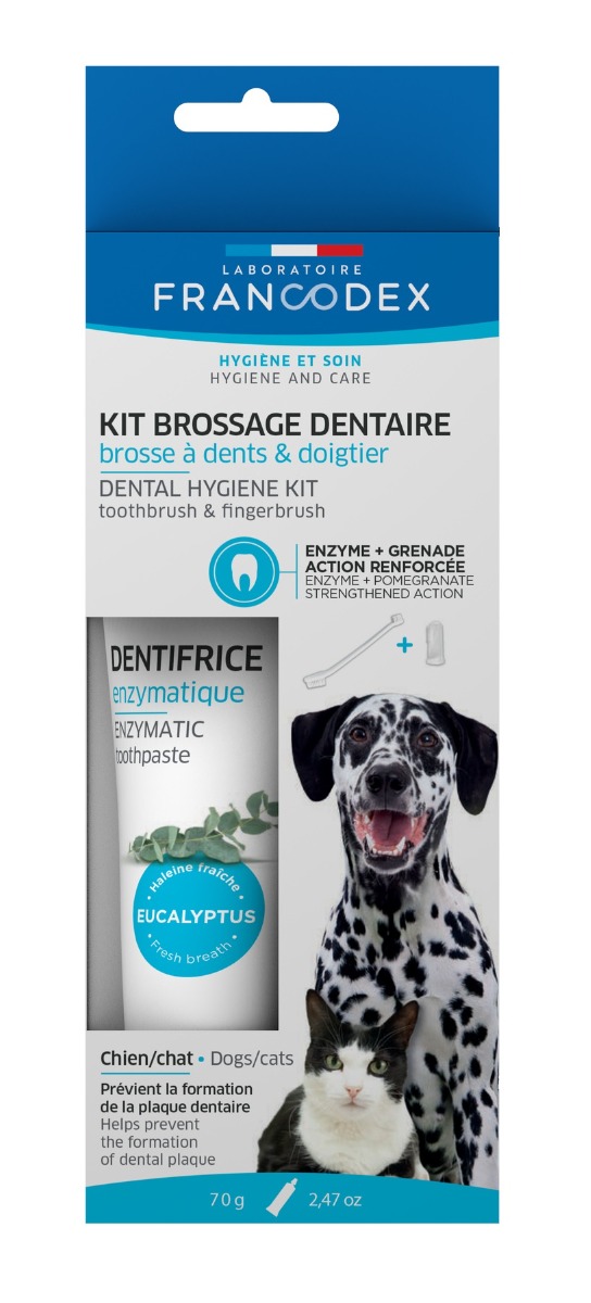 Francodex Dental Kit zubní pasta a kartáček pro psy 70 g Francodex
