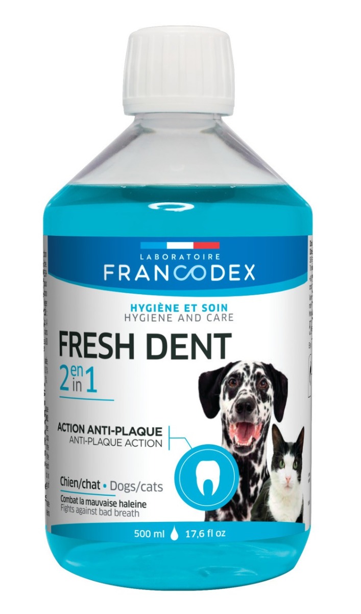 Francodex Fresh Dent 2v1 ústní voda pro psy a kočky 500 ml Francodex