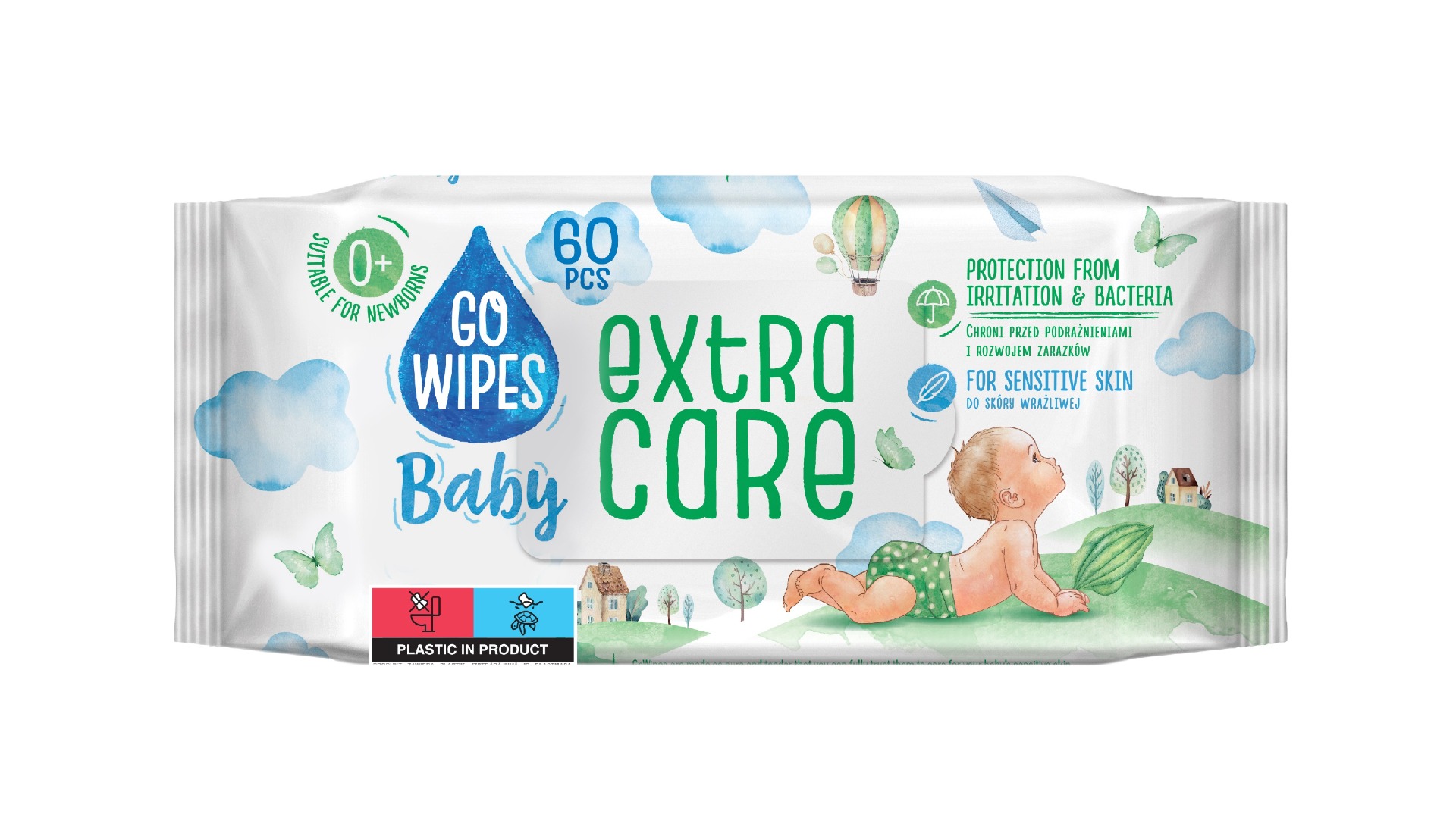 GoWipes Dětské vlhčené ubrousky Extra care 60 ks GoWipes