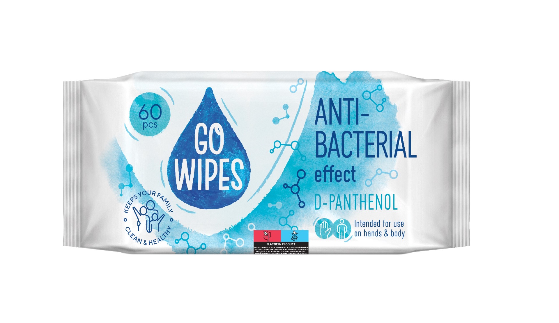 GoWipes Vlhčené ubrousky s antibakteriálním účinkem 60 ks GoWipes