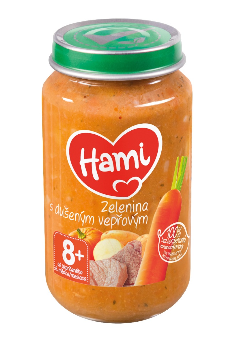 Hami Zelenina s dušeným vepřovým 8m+ 200 g Hami