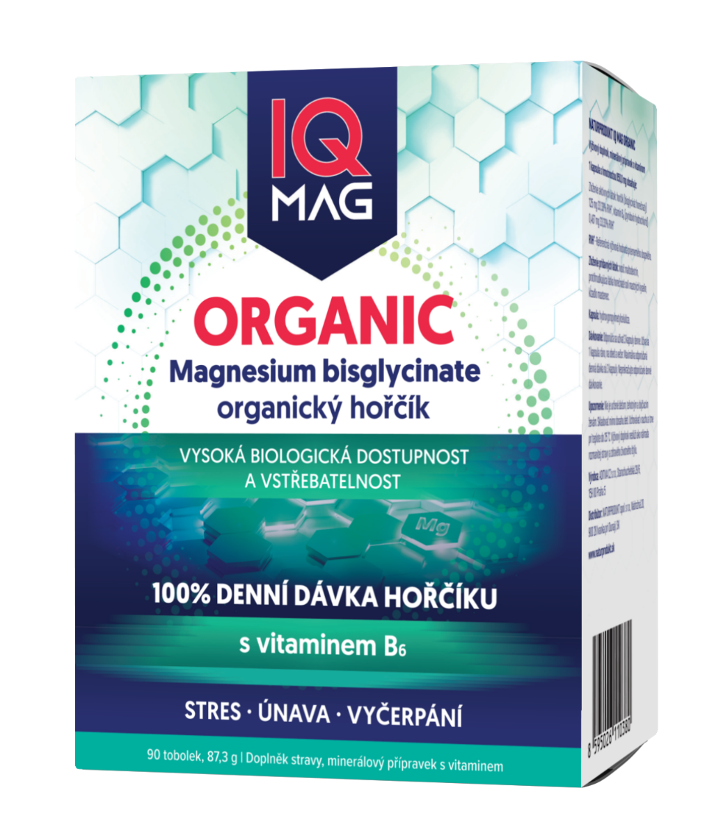 IQ Mag ORGANIC Magnesium 375 mg + vitamín B6 90 tobolek IQ Mag