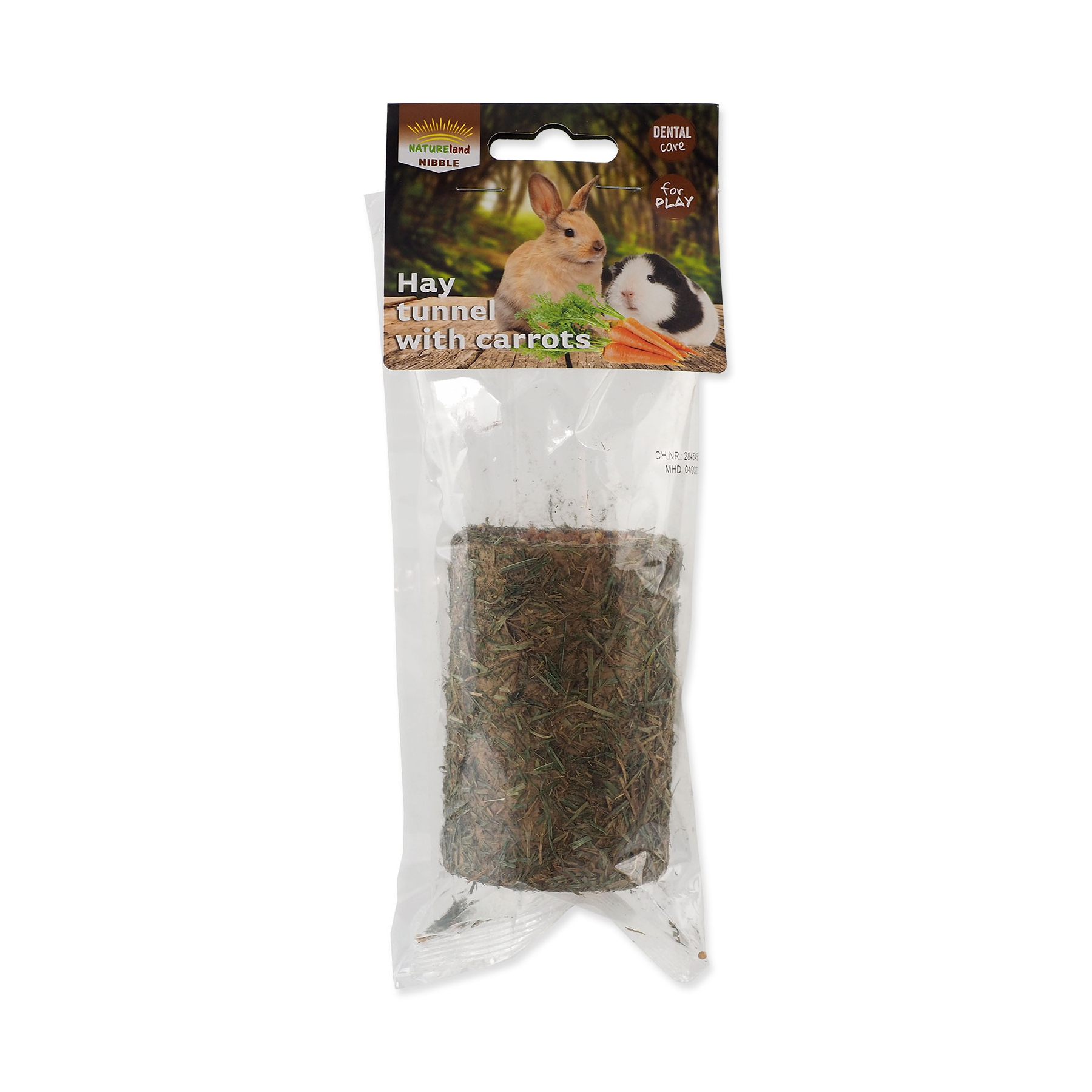 Nature Land Pochoutka Nibble válec ze sena plněný mrkví 125 g Nature Land