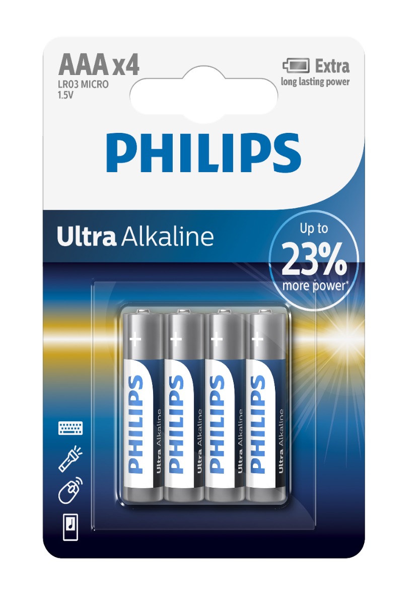 Philips Ultra Alkaline AAA LR03E4B/10 baterie 4 ks Philips